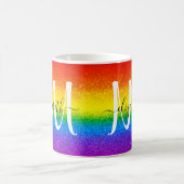 Mug Monogramme de Parties scintillant arc-en-ciel chic (Centre)