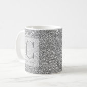 Mug Monogramme de Parties scintillant d'argent chic pe (Devant gauche)