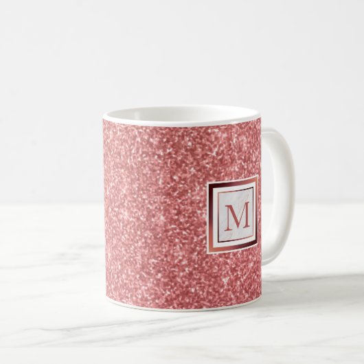 Mug Monogramme de Parties scintillant d'or Rose (Devant droit)