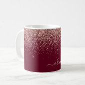 Mug Monogramme de Parties scintillant d'or rose rose b (Devant gauche)