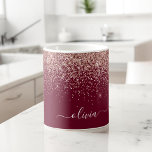 Mug Monogramme de Parties scintillant d'or rose rose b<br><div class="desc">Or rose - Blush Pink et Bourgogne Parties scintillant étincelante brossé Monogramme en métal Nom et première coupe de café ou de la Mug. Cela rend le cadeau parfait pour 16 ans, mariage, douche nuptiale, anniversaire, baby shower ou bachelorette pour quelqu'un qui aime le luxe glam et les styles chic....</div>