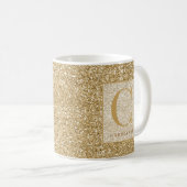Mug Monogramme de Parties scintillant en or chic perso (Devant droit)