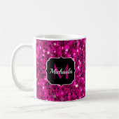Mug Monogramme de parties scintillant étincelante rose (Gauche)