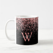 Mug Monogramme de Parties scintillant noire rose (Gauche)