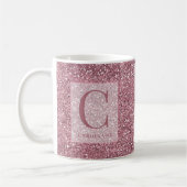 Mug Monogramme de Parties scintillant rose or Rose pou (Gauche)