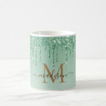 Monogramme de Parties scintillant verte chic 