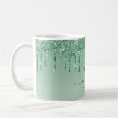 Mug Monogramme de Parties scintillant verte chic  (Gauche)