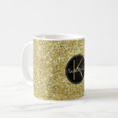 Mug Monogramme de parties scintillantes de Faux (Devant gauche)