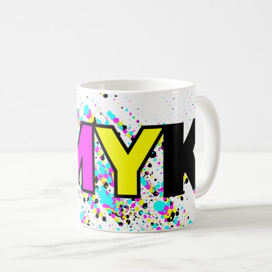 Mug Monogramme de peinture CMJN (Devant droit)