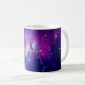 Mug Monogramme de photo céleste violet féminin (Devant droit)