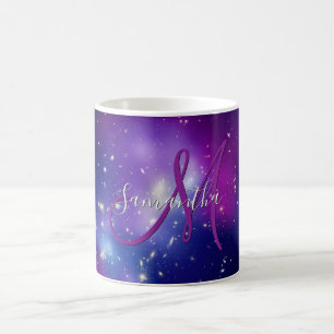 Mug Monogramme de photo céleste violet féminin