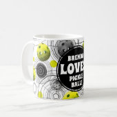 Mug Monogramme de pickleball vert citron (Devant gauche)