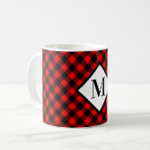 Mug Monogramme de platine de Buffalo rouge et noir (Devant gauche)