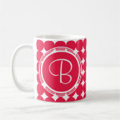 Mug Monogramme de point de polka rouge (Gauche)