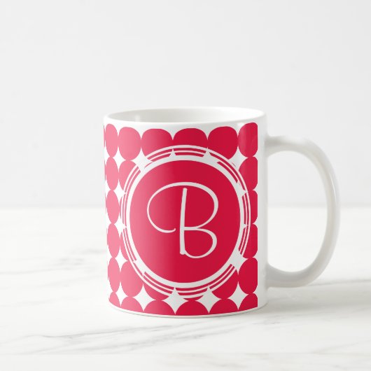 Mug Monogramme de point de polka rouge (Droite)