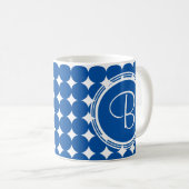 Mug Monogramme de point Polka Bleu (Devant droit)
