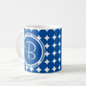 Mug Monogramme de point Polka Bleu (Devant gauche)