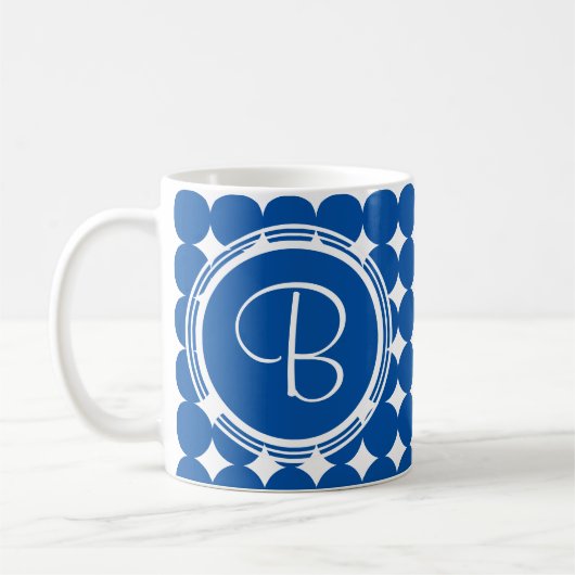 Mug Monogramme de point Polka Bleu (Gauche)