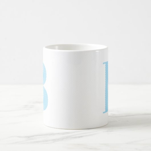 Mug Monogramme de point Polka bleu et blanc pour bébé (Centre)