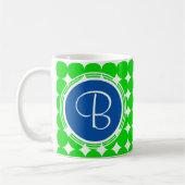 Mug Monogramme de point Polka bleu et vert (Gauche)