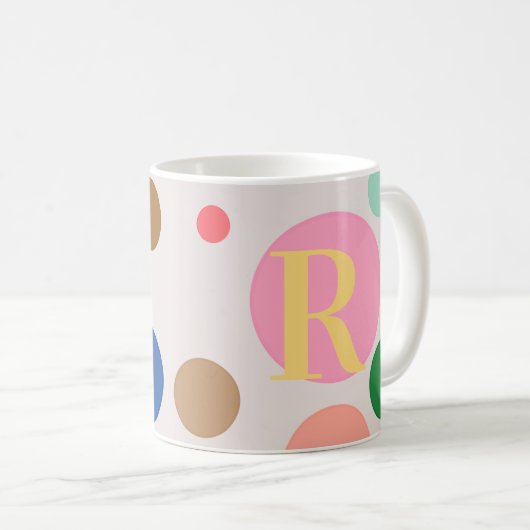 Mug Monogramme de point Polka moderne (Devant droit)