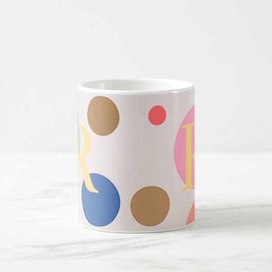 Mug Monogramme de point Polka moderne (Centre)