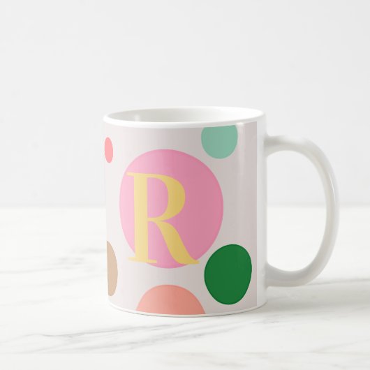 Mug Monogramme de point Polka moderne (Droite)