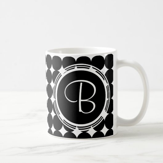 Mug Monogramme de point Polka Noir (Droite)