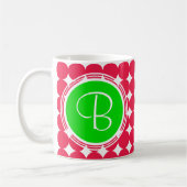 Mug Monogramme de point Polka vert et rouge (Gauche)