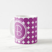 Mug Monogramme de point Polka violet (Devant gauche)