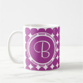 Mug Monogramme de point Polka violet (Gauche)