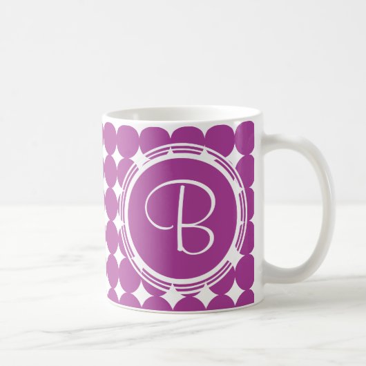 Mug Monogramme de point Polka violet (Droite)
