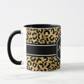 Mug Monogramme de points de léopard noir or (Gauche)