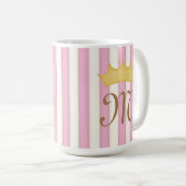 Mug Monogramme de princesse couronné de rayures victor (Devant droit)