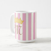 Mug Monogramme de princesse couronné de rayures victor (Devant gauche)