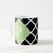 Mug Monogramme de Quatrefol noir vert (Devant gauche)