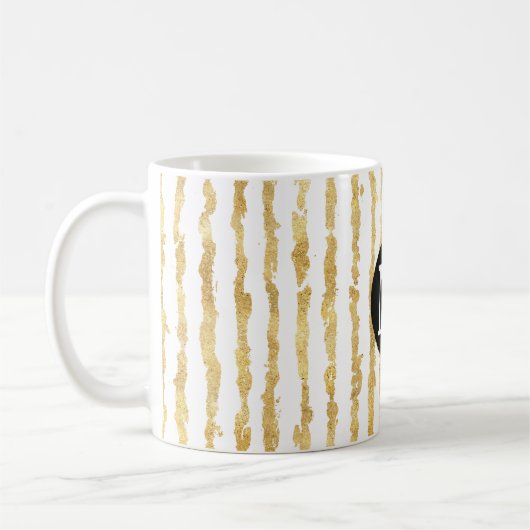 Mug Monogramme de rayures d'or blanc (Gauche)