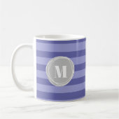Mug Monogramme de rayures pourpres (Gauche)