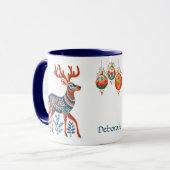 Mug Monogramme de rennes et ampoules scandinaves (Devant gauche)