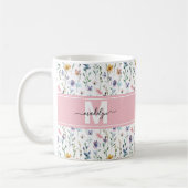 Mug Monogramme de script botanique floral élégant (Gauche)