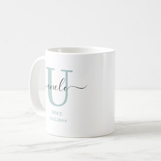 Mug Monogramme de script élégant oncle (Devant gauche)