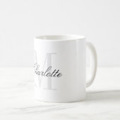 Mug Monogramme de script moderne Nom personnalisé (Devant droit)