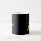 Mug Monogramme de script noir et or (Centre)