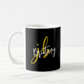 Mug Monogramme de script noir et or (Gauche)