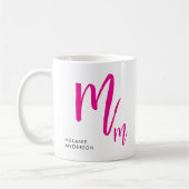 Mug Monogramme de script noir et rose (Gauche)