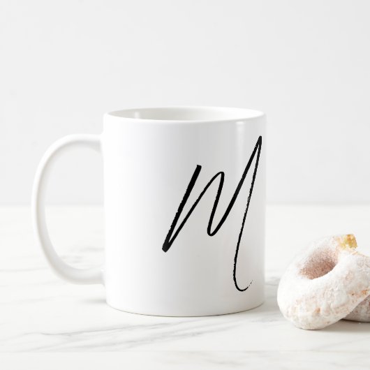 Mug Monogramme de script personnalisé minimaliste (Avec donut)