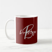 Mug Monogramme de script tendance Bordeaux gris blanc (Gauche)