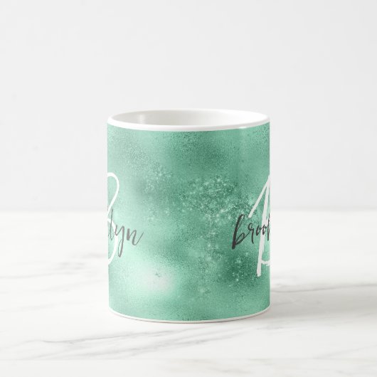 Mug Monogramme de script tendance Glam Mint Green (Centre)