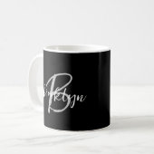 Mug Monogramme de script tendance noir blanc gris (Devant gauche)