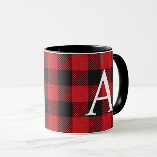Mug Monogramme de sériole de bison plaqué rustique (Devant droit)